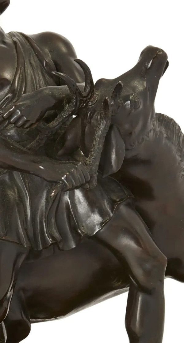 Hercule et la Biche de Cérynie, Rare bronze du XIXème siècle. 