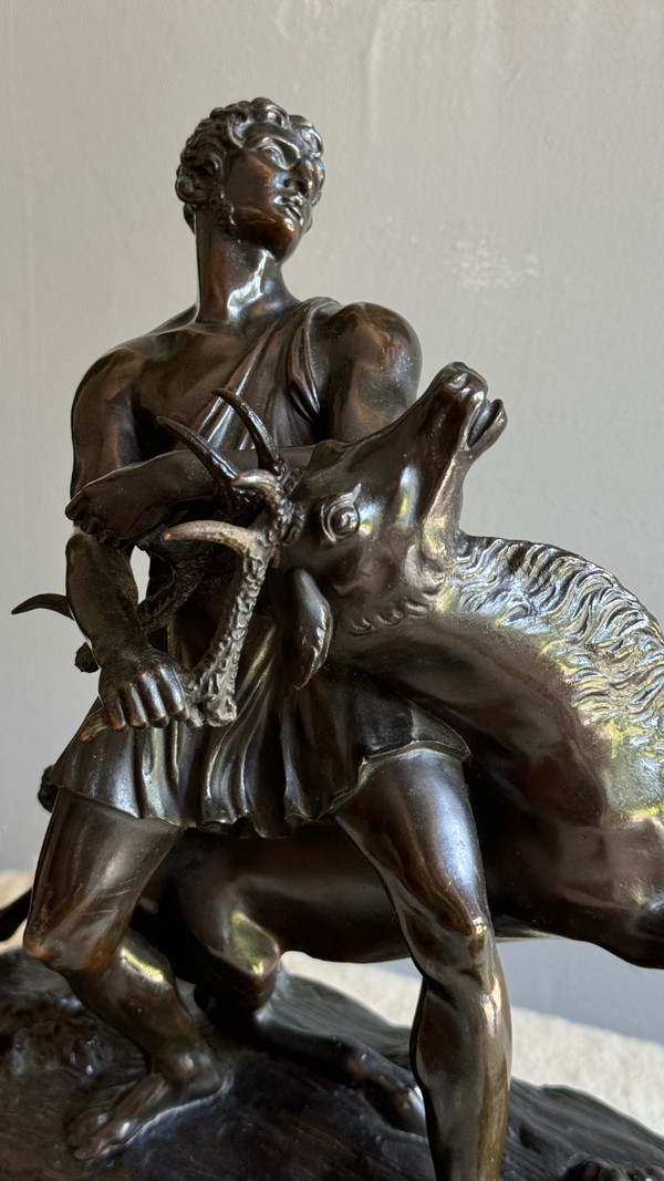 Hercule et la Biche de Cérynie, Rare bronze du XIXème siècle. 