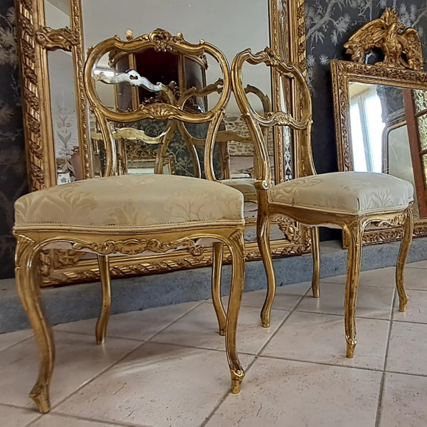 Pair of chairs XIX Gilded wood