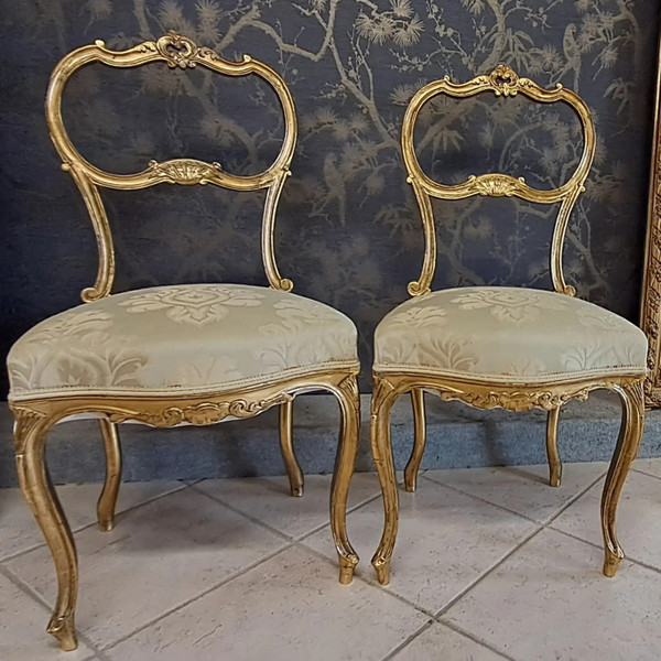 Pair of chairs XIX Gilded wood