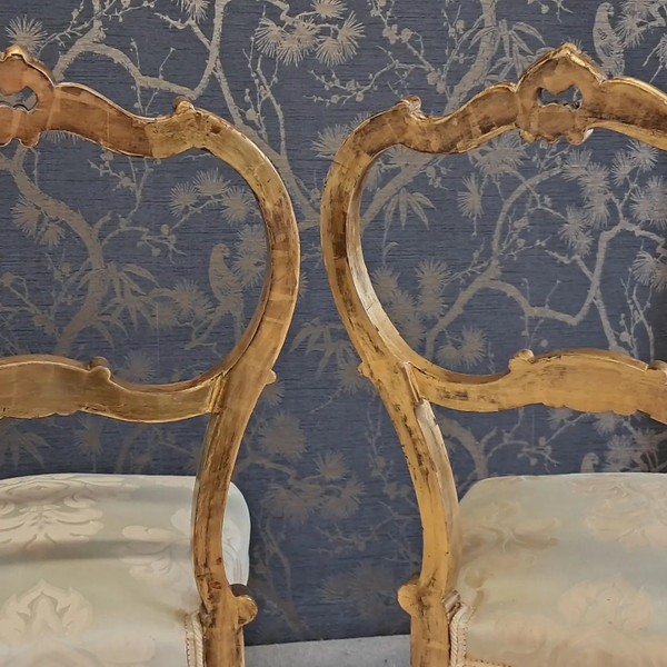 Pair of chairs XIX Gilded wood