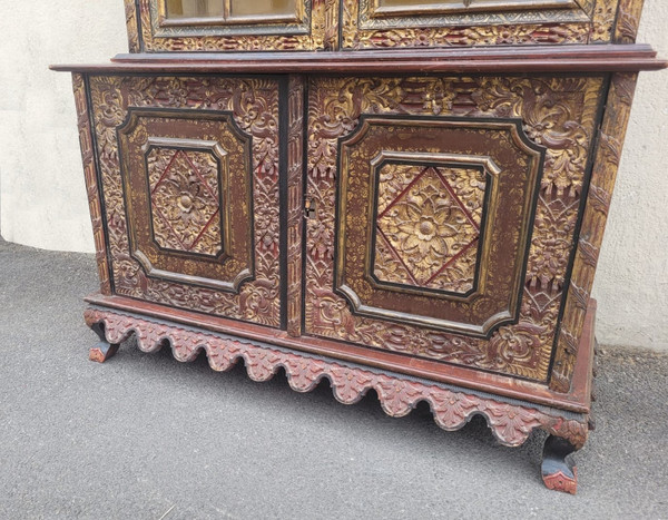 Asian Wood Carved Display Cabinet, Late 19th Early 20th Century