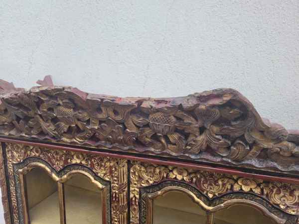 Asian Wood Carved Display Cabinet, Late 19th Early 20th Century