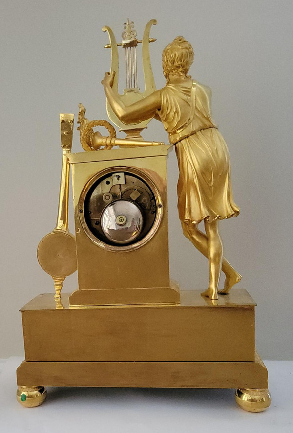 orologio impero "APOLLON" in bronzo dorato firmato Denière et Matelin fabricants de bronzes.