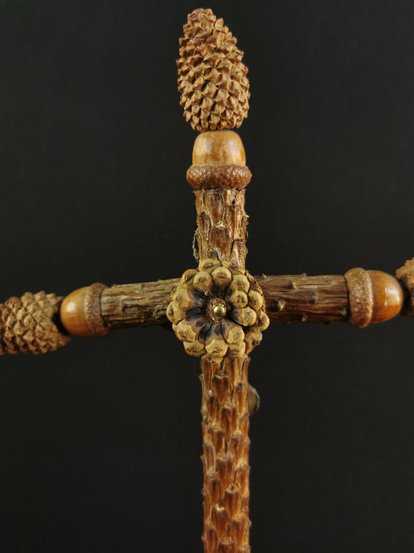 Croix Populaire Pine Cone and Acorn 19th century