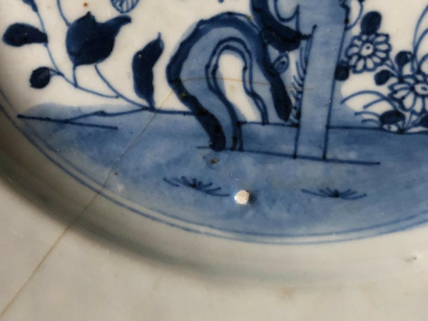 Porcelain plate with blue and white floral decoration, China, 18th century