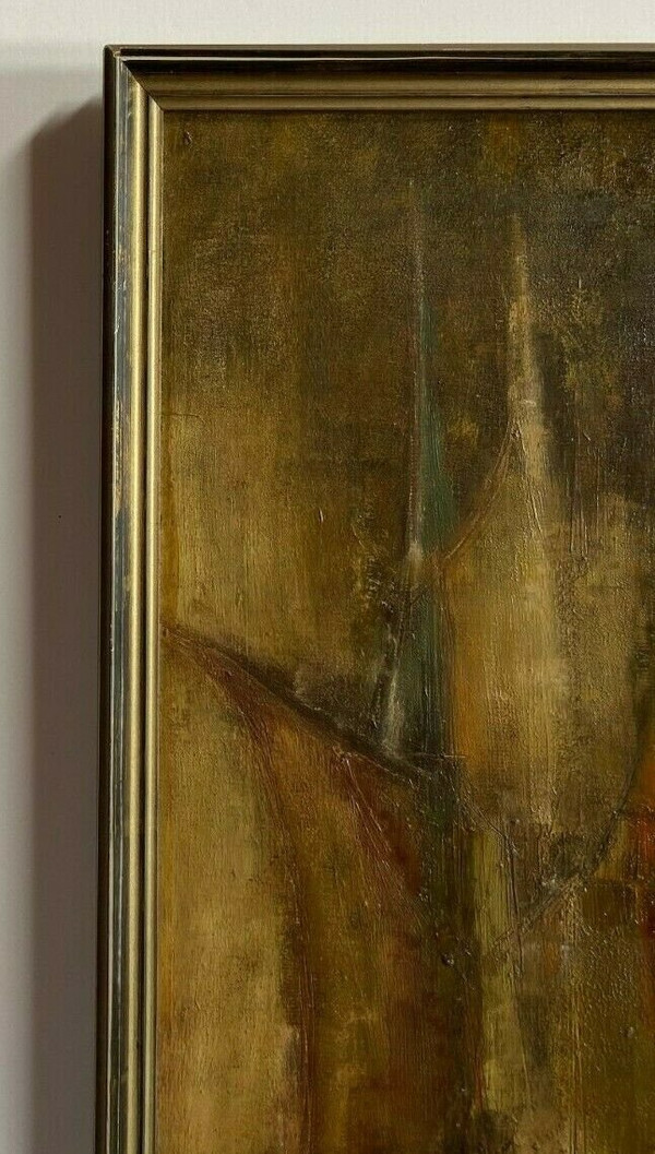 Oil on cardboard by Bernardo abstract composition 1950