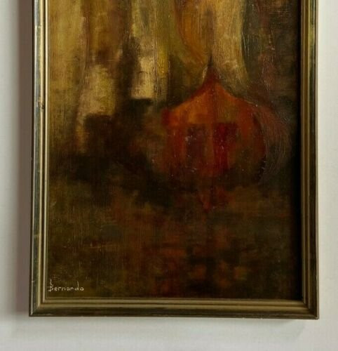 Oil on cardboard by Bernardo abstract composition 1950