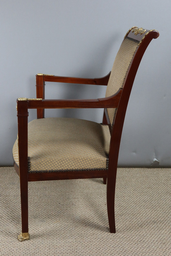 Fauteuil Directoire en acajou et bronze doré