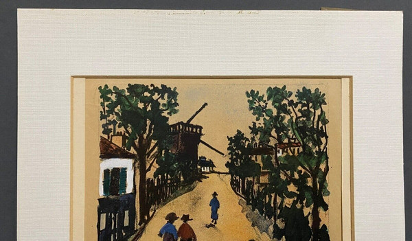 Countersigned lithograph by Maurice Utrillo Montmartre Moulin de la Galette