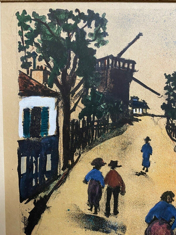 Countersigned lithograph by Maurice Utrillo Montmartre Moulin de la Galette