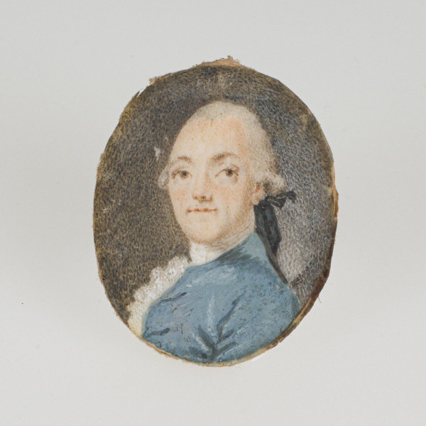 18th century miniature signed portrait of gentleman green cloth frame