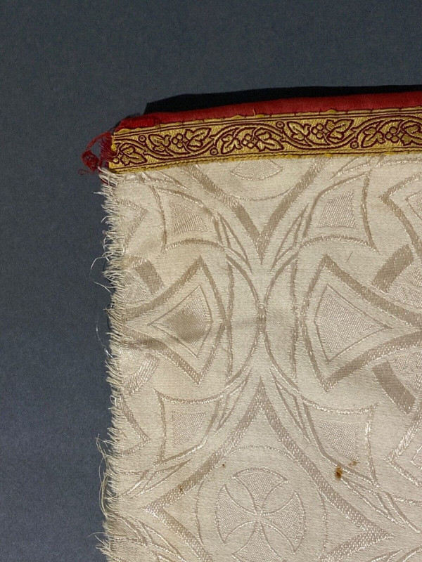 Antique liturgical fabric with gold thread embroidery