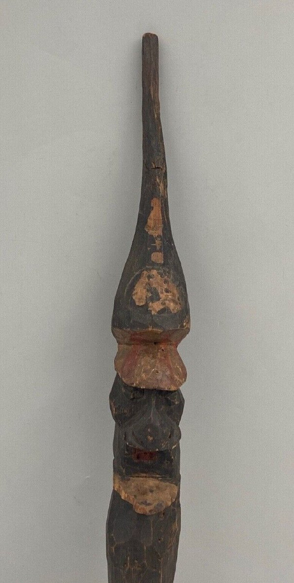 Baton Kanak Océanie sorcier tribal patine polychrome 1900