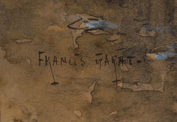 Aquarell auf Papier von Francis Garat Straßenszene Paris XX.