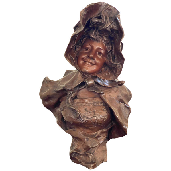 Bronze sculpture Elegant Woman with Hat 19th Century