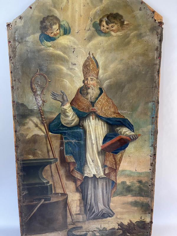 Large religious painting from the Saint Éloi church, 18th century