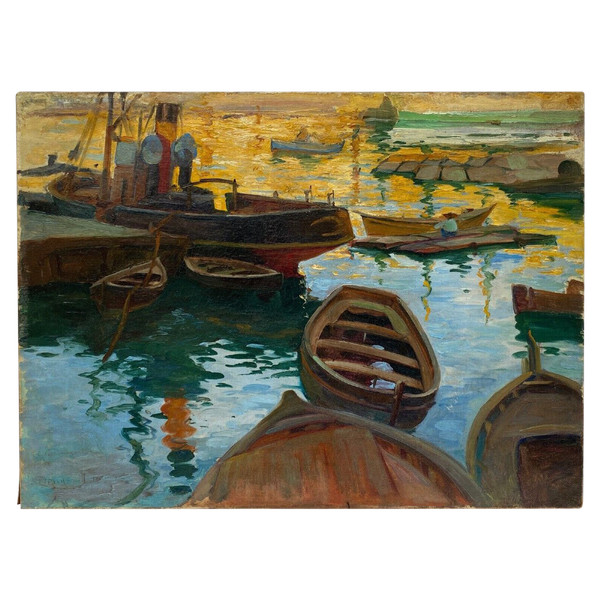 Oil signed Denys or Lenys H. bassin de carénage Marseille port