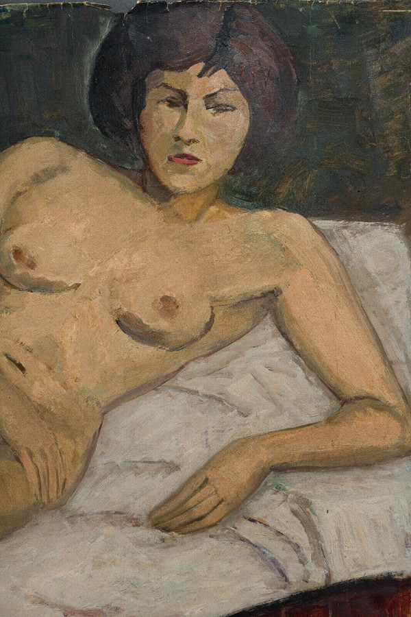 Acquerello su carta di J. Pegeaud-Deva donna nuda metà del XX secolo