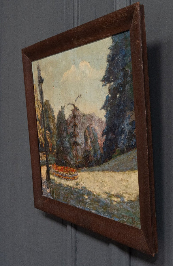 Öl auf Leinwand von André Marait 1921 Landschaft Blumengarten XX.