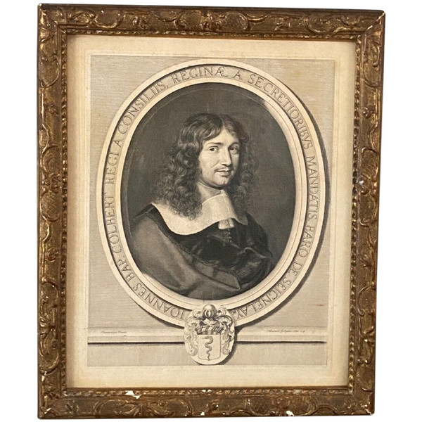 Engraving Jean-Baptiste Colbert 1660 Robert Nanteuil Champaigne 18th century