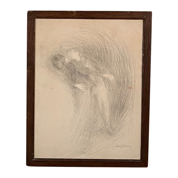 Disegno a carboncino di Henry Bataille XX coppia di ballerini