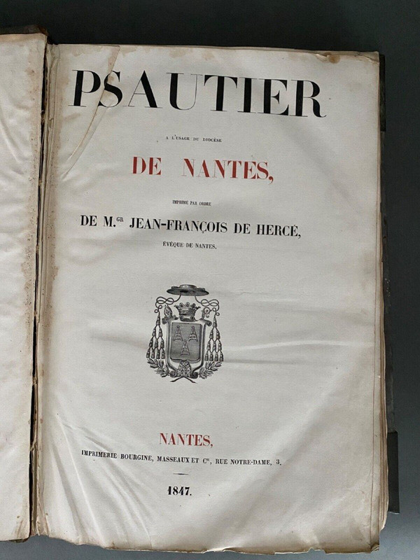 Book Psalter Diocese of Nantes J.-F. de Hercé Imp. Bourgine 1847