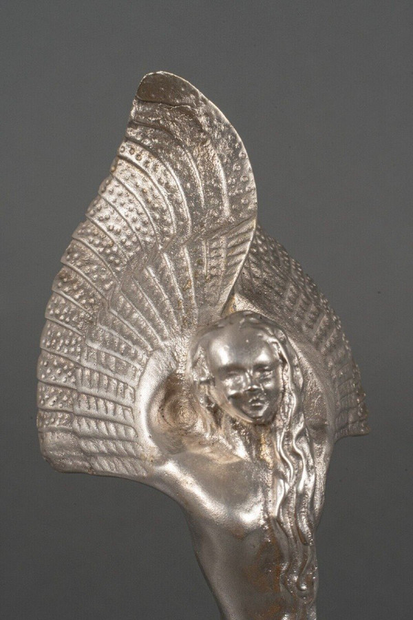 Silver-plated bronze victory winged woman 20th century on marble base