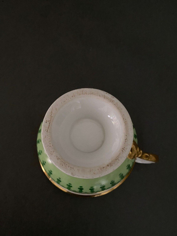 Tazza e piattino in porcellana di Parigi, periodo Luigi Filippo