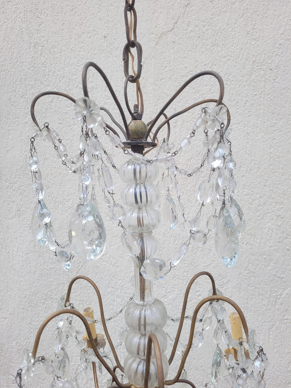 Lustre à Pampilles En Cristal, XXème Siècle