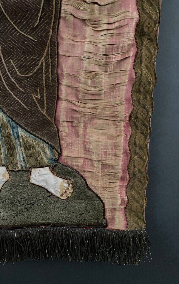 Silk thread embroidery tapestry depicting Saint Peter 17th century