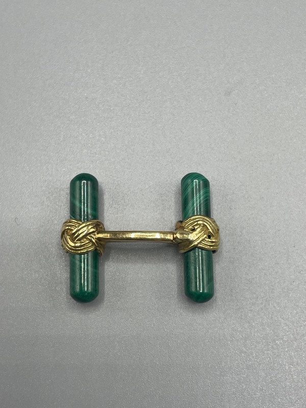 Bijoux Boutons De Manchette Or Et Malachite