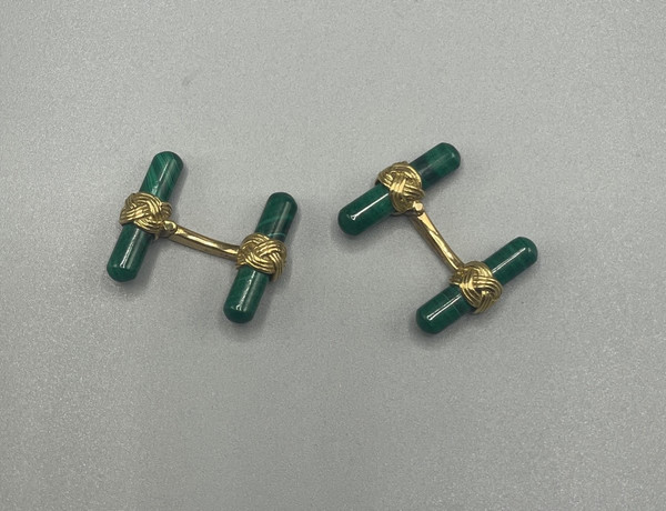 Bijoux Boutons De Manchette Or Et Malachite