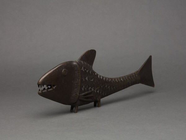 Early 20th century Japanese bronze carp with chocolate patina