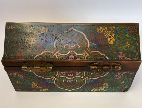 Box Cloisonné China chinesische Signatur zu identifizieren XIX reichen Dekor