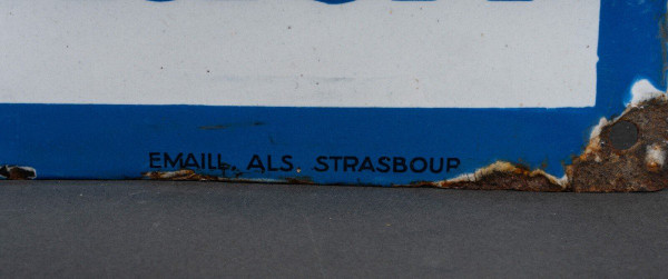 Gewölbtes Emailleschild André Stouls Bière de Lutterbach 1648 ALS Strasbourg