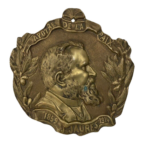 Médaillon en bronze représentant Jean Jaurès Apôtre de la paix