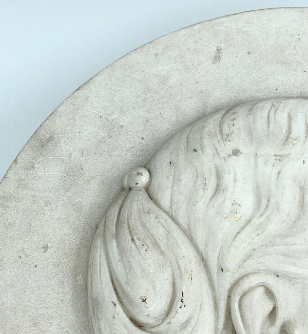 Profile marble medallion late 18th/early 19th century monogrammed EM