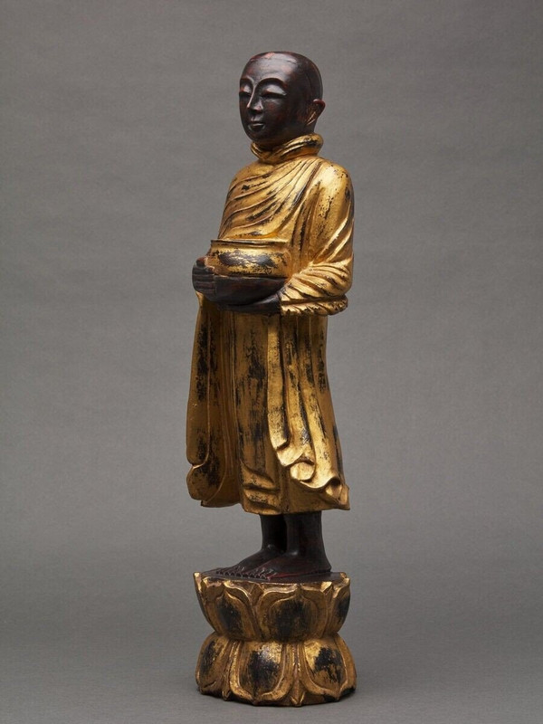 Buddha subject in gilded polychrome carved wood, late 19th century