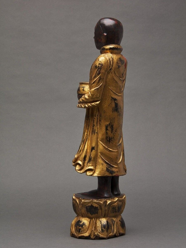 Buddha subject in gilded polychrome carved wood, late 19th century