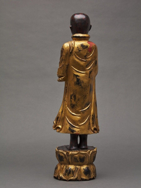 Buddha subject in gilded polychrome carved wood, late 19th century