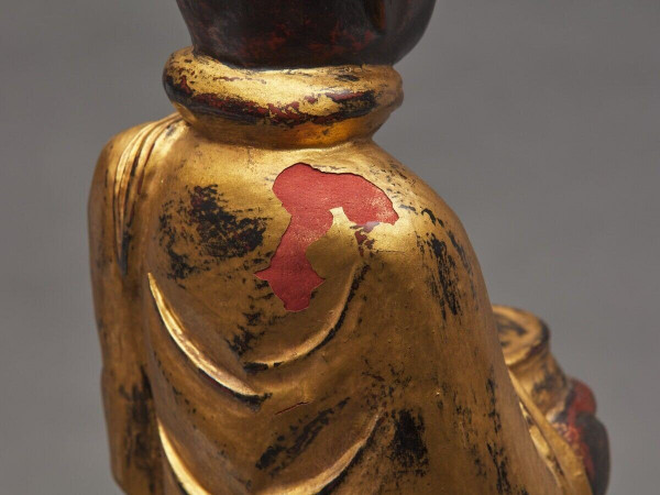 Buddha subject in gilded polychrome carved wood, late 19th century