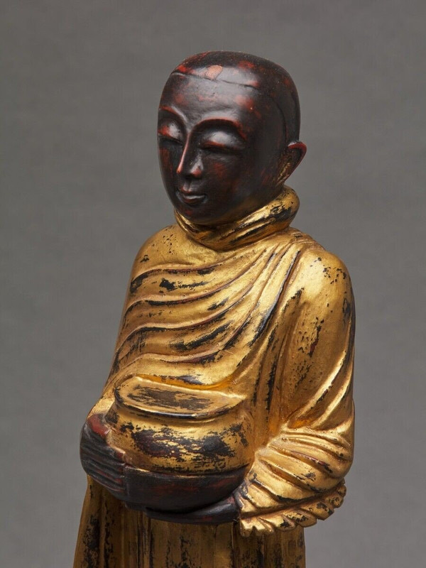 Buddha subject in gilded polychrome carved wood, late 19th century