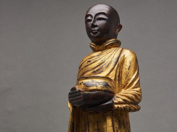 Buddha subject in gilded polychrome carved wood, late 19th century