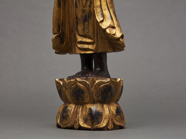 Buddha subject in gilded polychrome carved wood, late 19th century