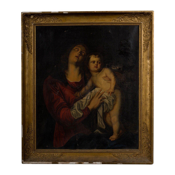 Oil on canvas after Antoine van Dyck Virgin and Child early 19th century