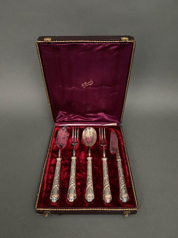 Silver-plated chopping set with 5 Christofle cutlery items