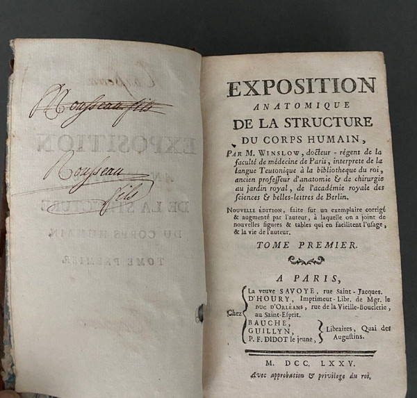 4 volumes Exposition Anatomique de la Structure du Corps Humain 1775