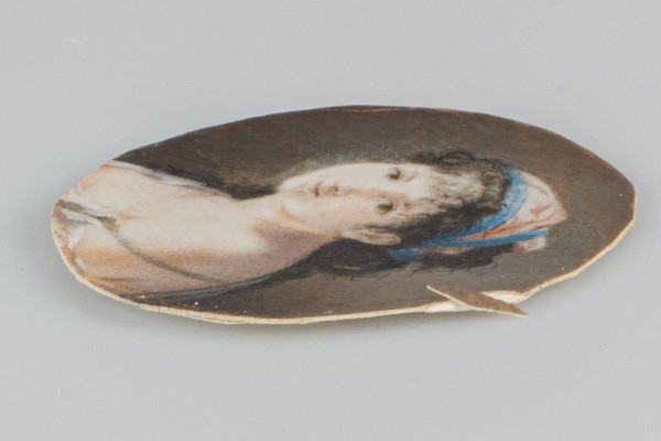 Early 19th century miniature portrait of a young Gypsy woman with scarf