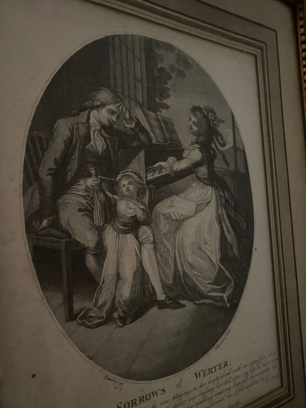 18th-century engraving Sorrows of Werter interior scene